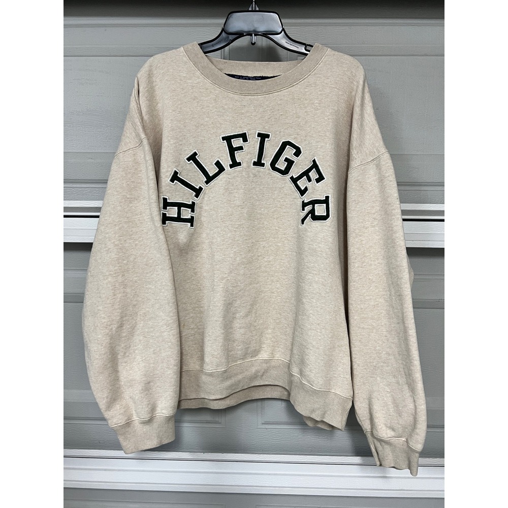 Vintage Tommy Hilfiger Spellout Sweatshirt Oatmeal Heather XL Crewneck